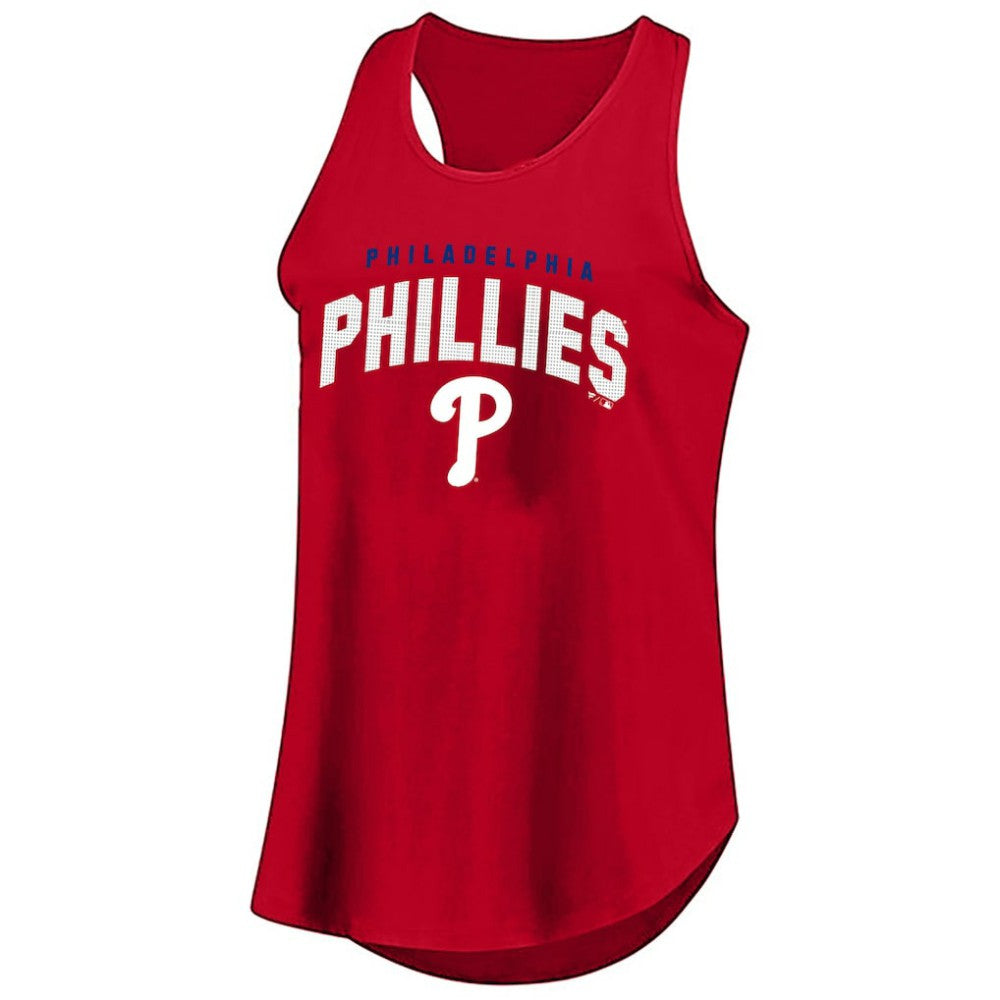 Philadelphia Phillies Profile Women's Plus Size Wordmark Racerback Scoop Neck Tank Top - Red Tanks