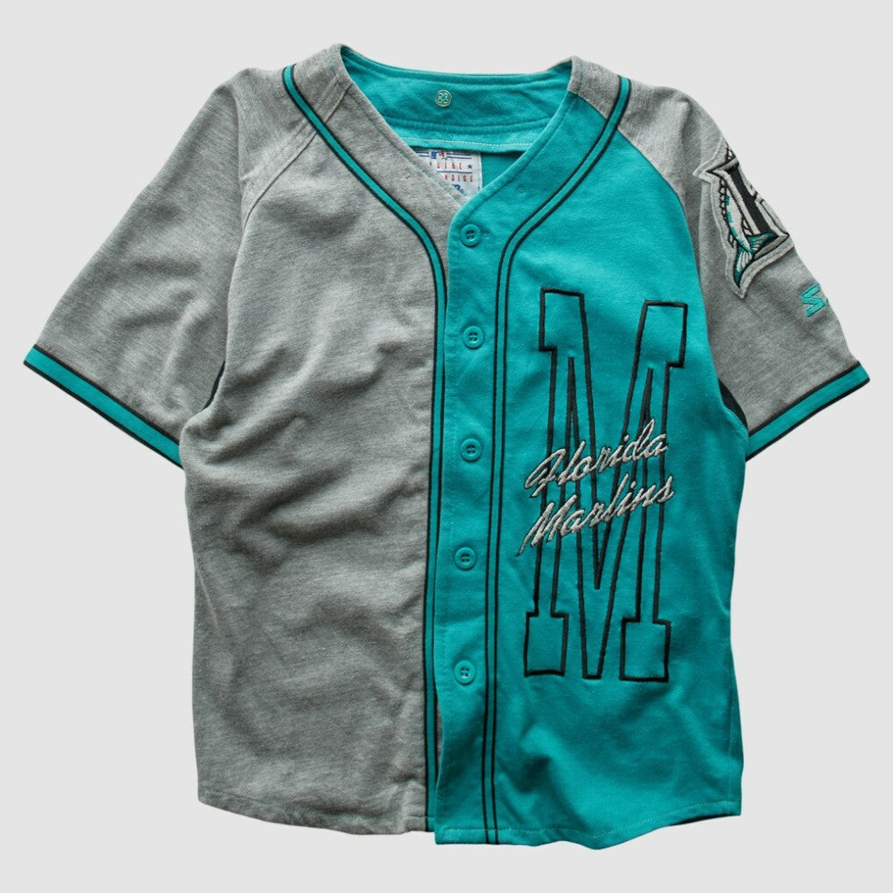 Miami Marlins Starter 90s Full Button Top - Teal - XS By Fanatics Real Vintage Tops
