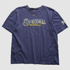Milwaukee Brewers Nike 2004 T-Shirt - Navy - S By Fanatics Real Vintage T-shirts