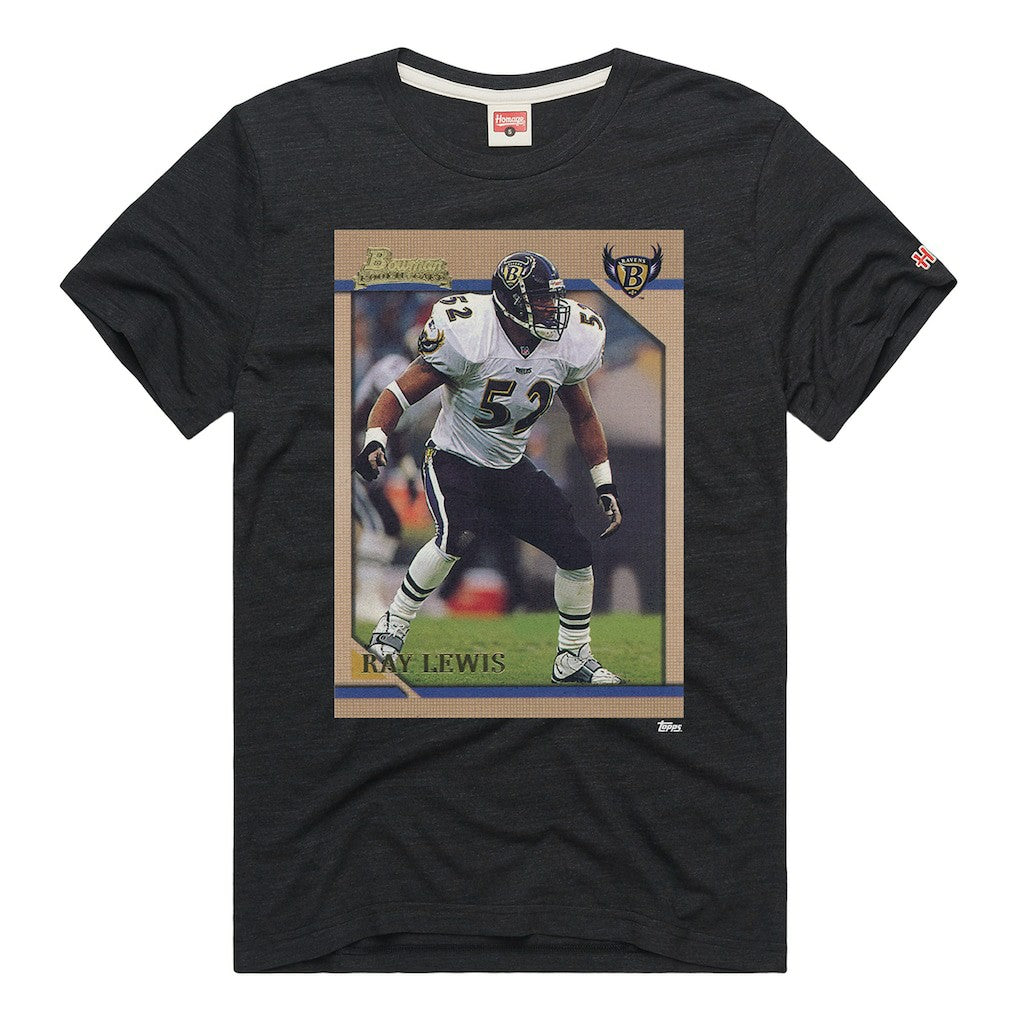 Ray Lewis Baltimore Ravens Homage Unisex NFL Topps Trading Card Tri-Blend T-Shirt Charcoal