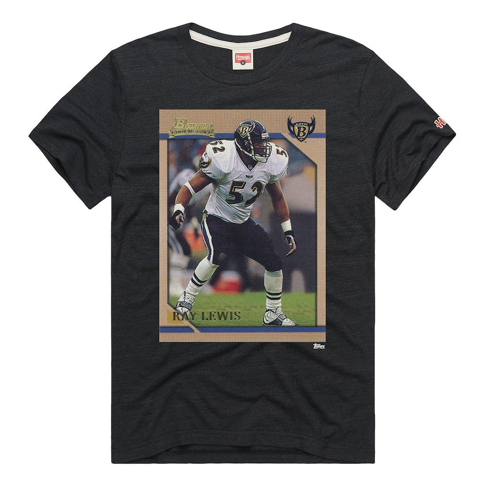 Ray Lewis Baltimore Ravens Homage Unisex NFL Topps Trading Card Tri-Blend T-Shirt Charcoal