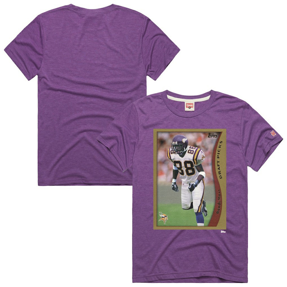 Randy Moss Minnesota Vikings Homage Unisex NFL Topps Trading Card Tri-Blend T-Shirt Purple
