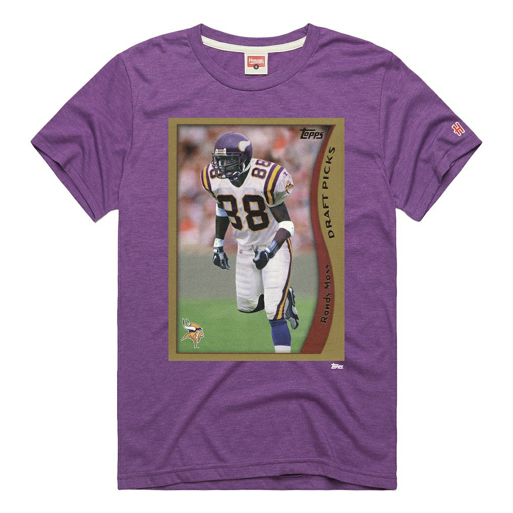 Randy Moss Minnesota Vikings Homage Unisex NFL Topps Trading Card Tri-Blend T-Shirt Purple