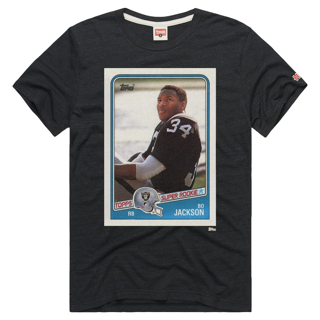 Bo Jackson Las Vegas Raiders Homage Unisex NFL Topps Trading Card Tri-Blend T-Shirt Charcoal