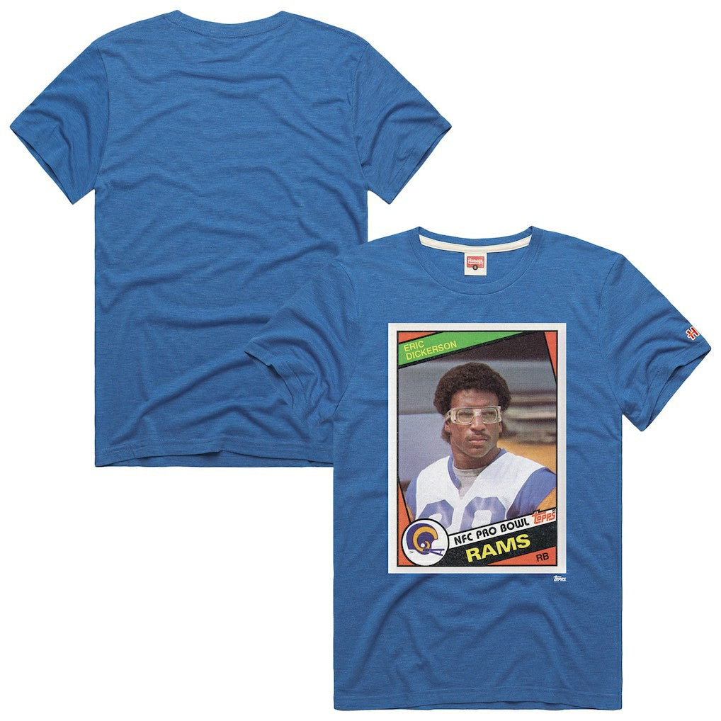 Eric Dickerson Los Angeles Rams Homage Unisex NFL Topps Trading Card Tri-Blend T-Shirt Royal