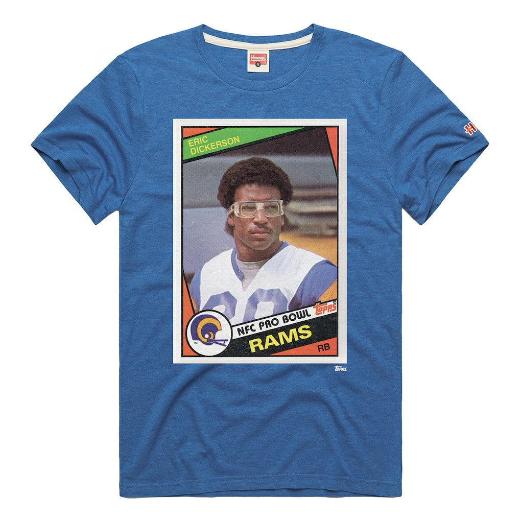 Eric Dickerson Los Angeles Rams Homage Unisex NFL Topps Trading Card Tri-Blend T-Shirt Royal