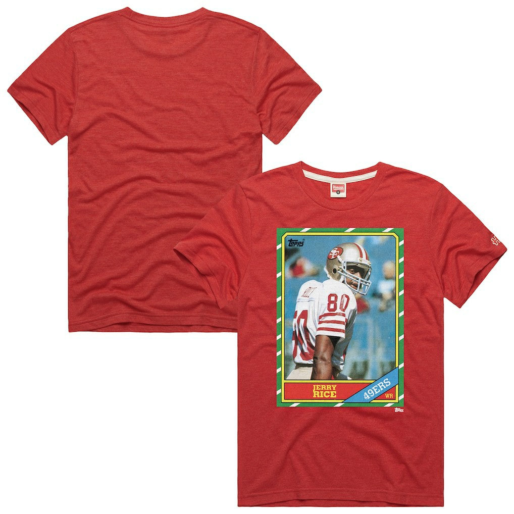 Jerry Rice San Francisco 49ers Homage Unisex NFL Topps Trading Card Tri-Blend T-Shirt Scarlet