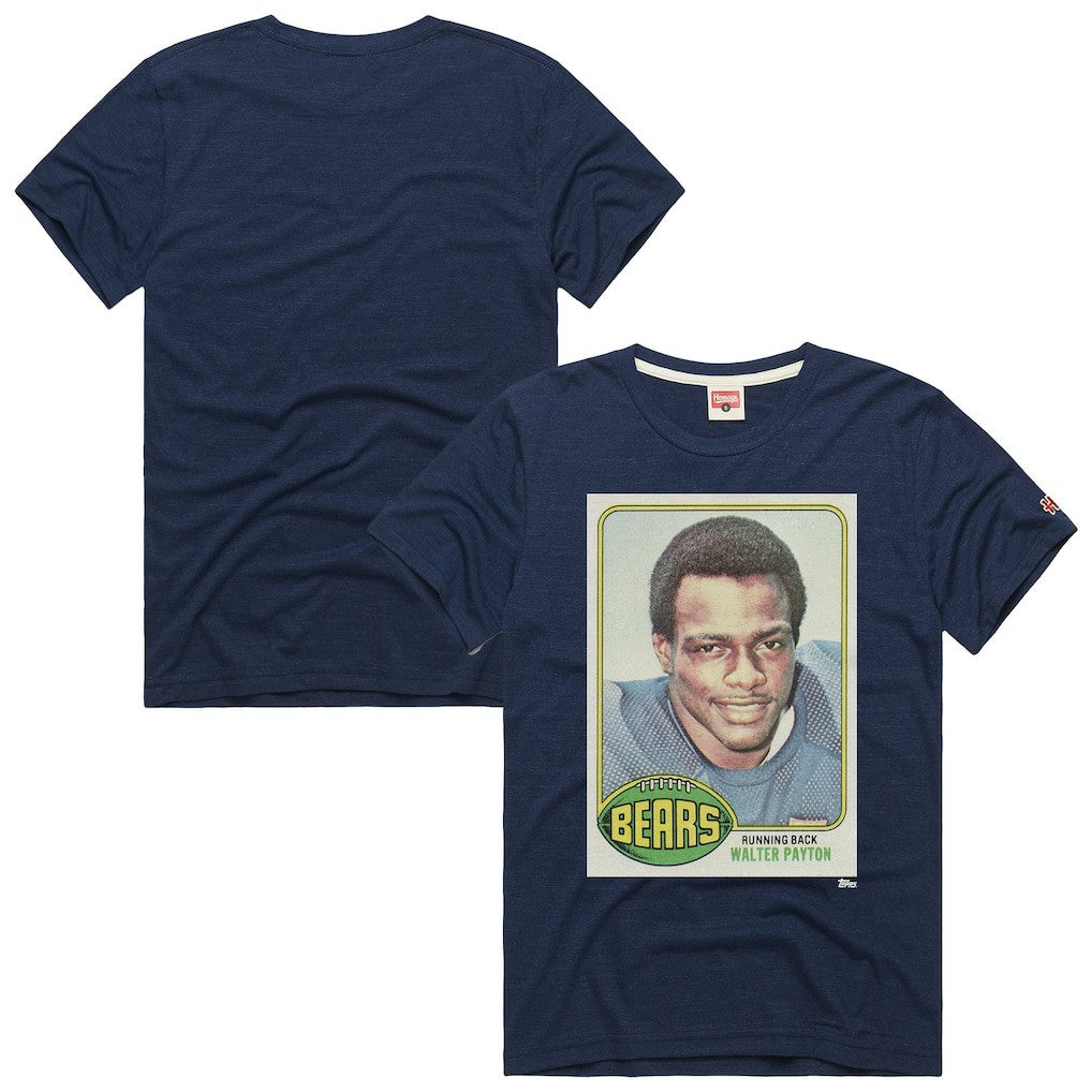 Walter Payton Chicago Bears Homage Unisex NFL Topps Trading Card Tri-Blend T-Shirt Navy