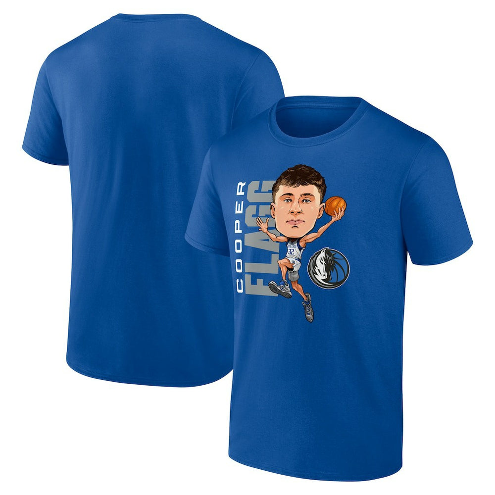 Cooper Flagg Dallas Mavericks Caricature T-Shirt Blue