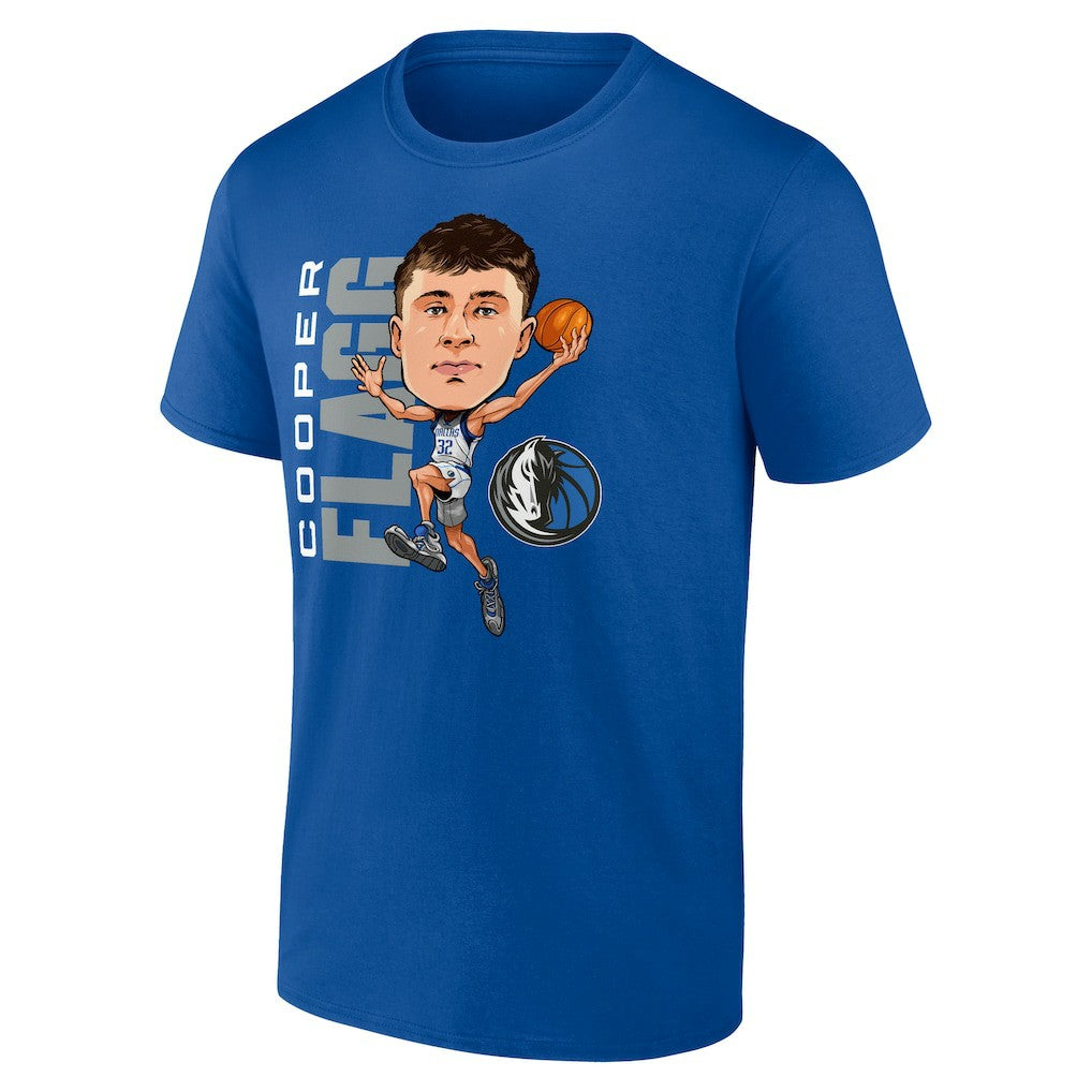 Cooper Flagg Dallas Mavericks Caricature T-Shirt Blue