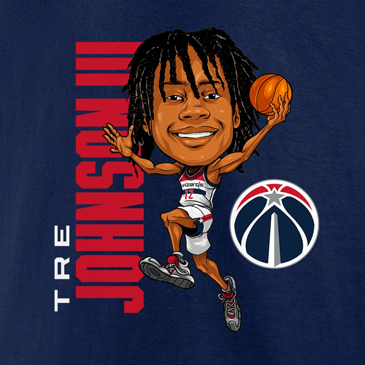 Tre Johnson III Washington Wizards Caricature T-Shirt Navy