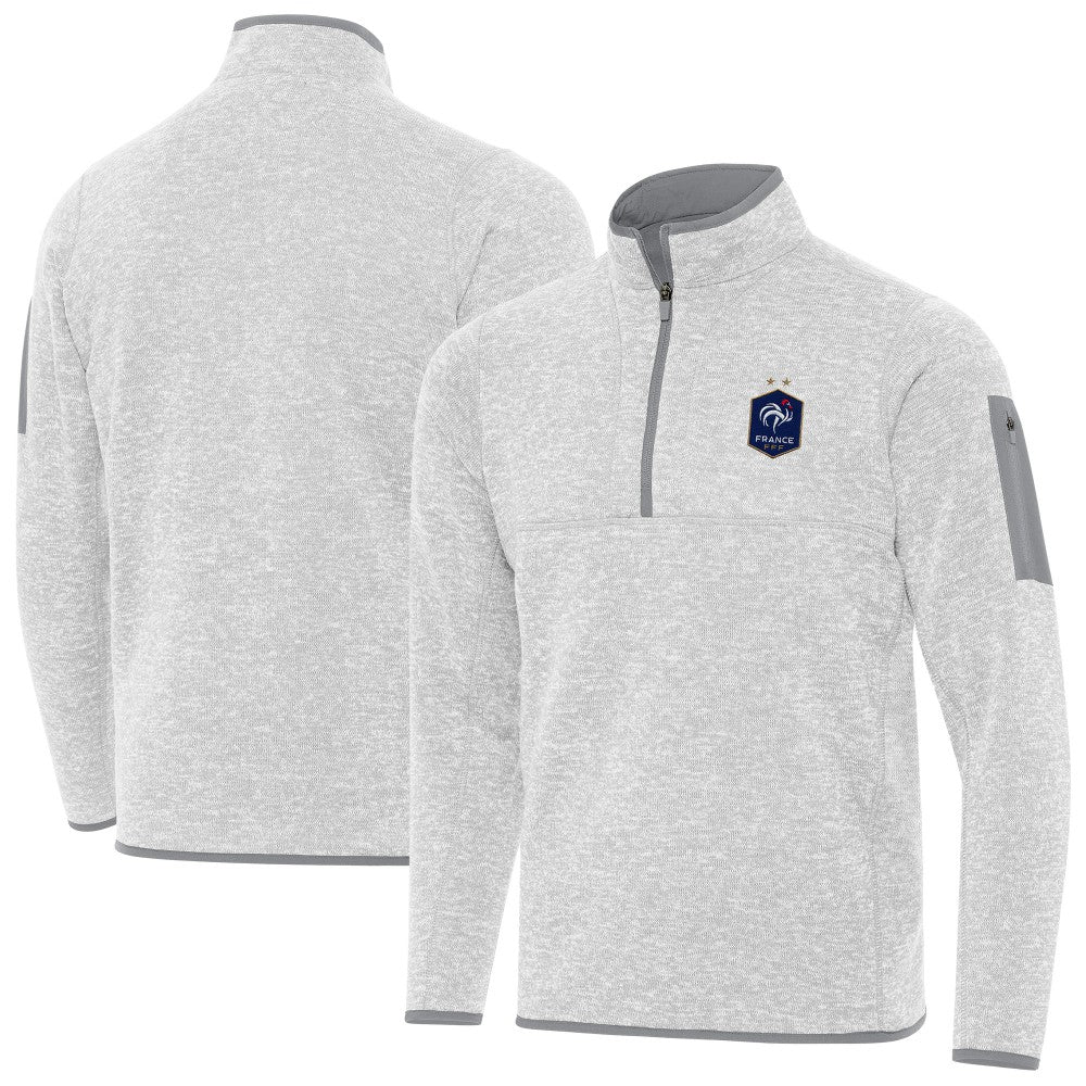 France National Team Antigua Elevate Quarter-Zip Pullover Heather Gray