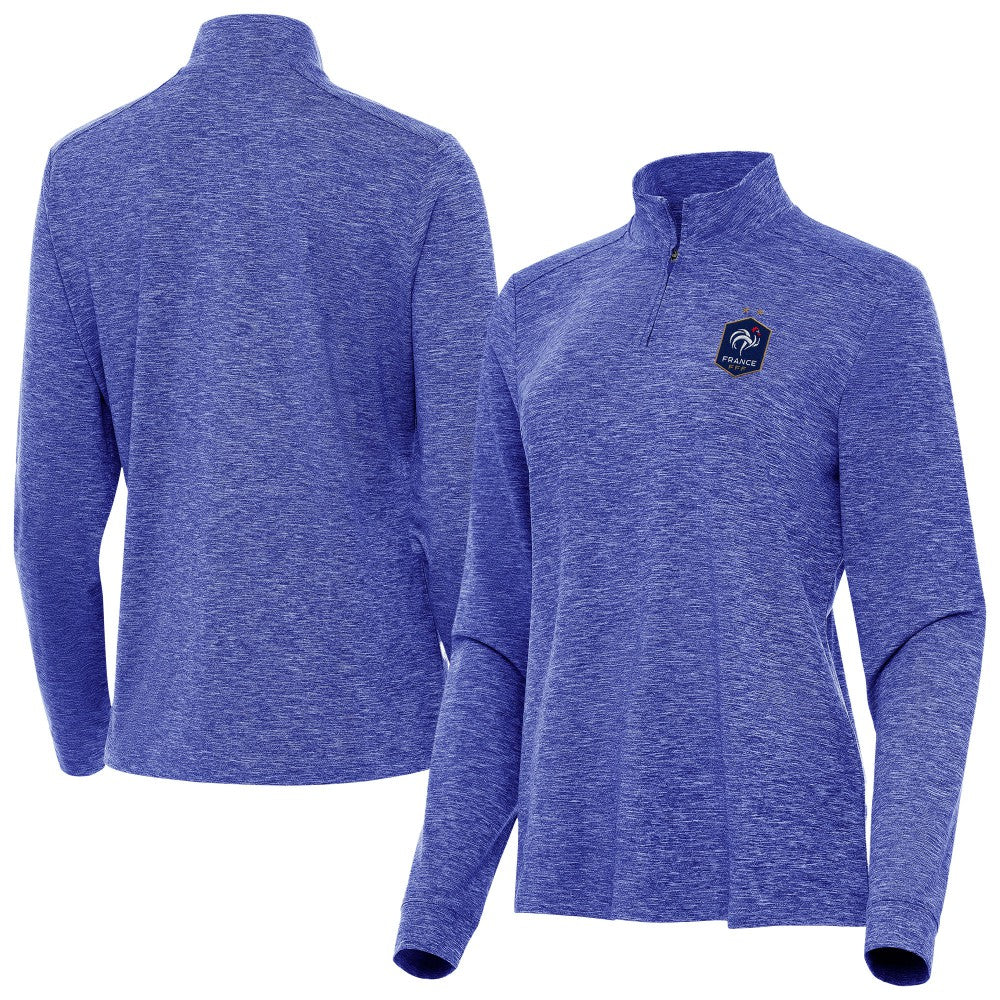 France National Team Antigua Women's Master Quarter-Zip Pullover Heather Royal shop