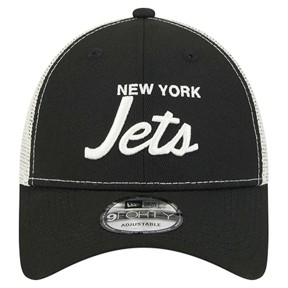 New York Jets New Era Apple Trucker 9FORTY Adjustable Hat Black