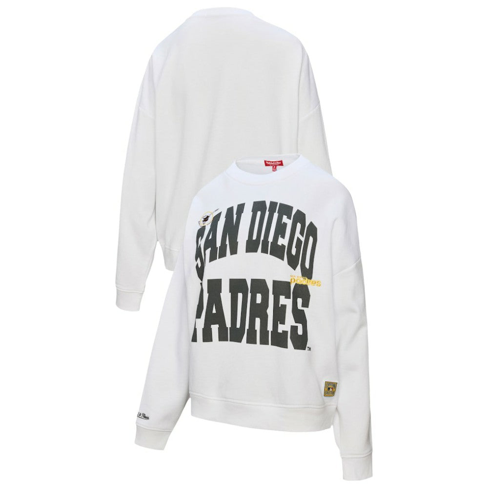 San Diego Padres Mitchell & Ness Women's Oversized Cooperstown Sweatshirt - White Sweatshirts