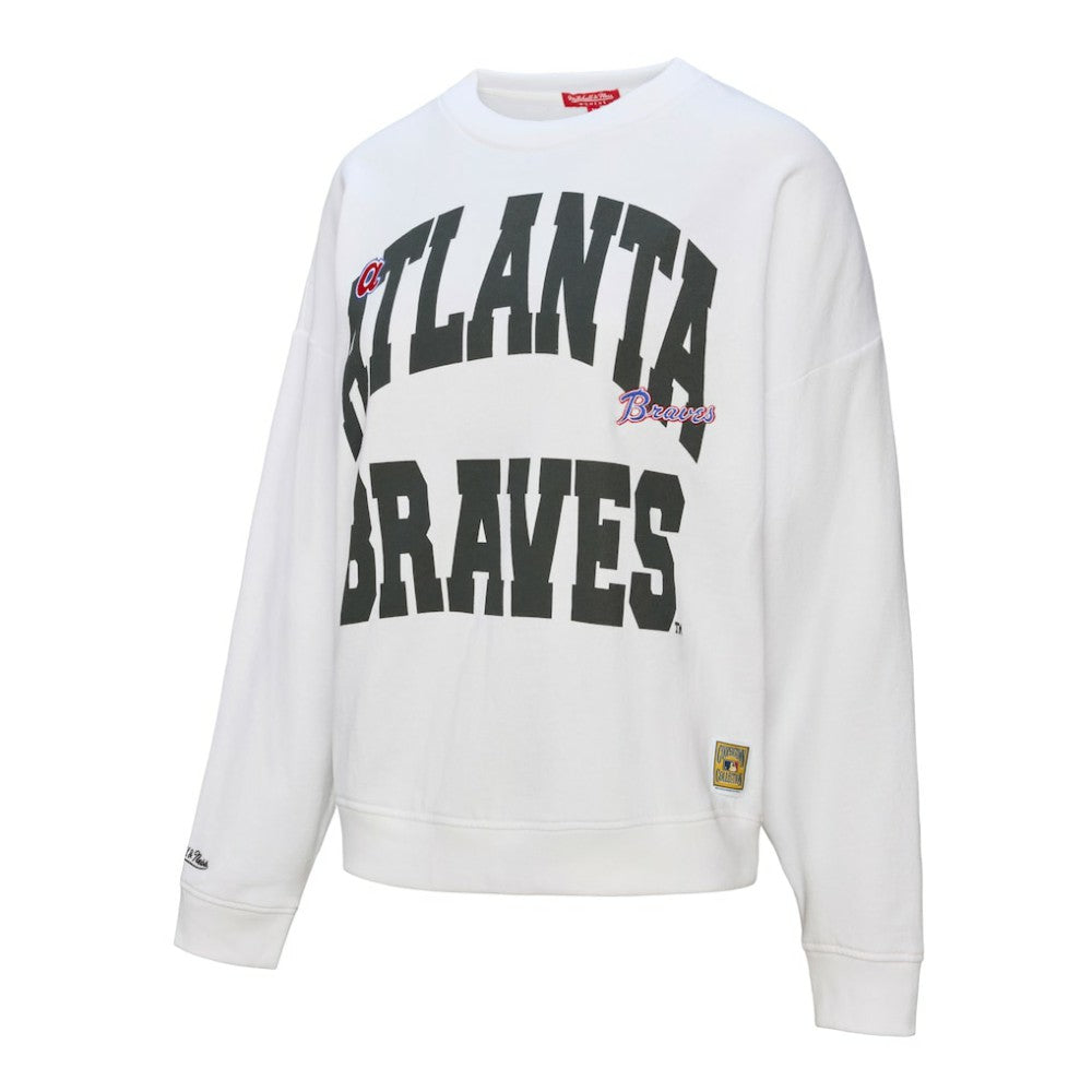 Atlanta Braves Mitchell & Ness Women's Oversized Cooperstown Sweatshirt - White Sweatshirts