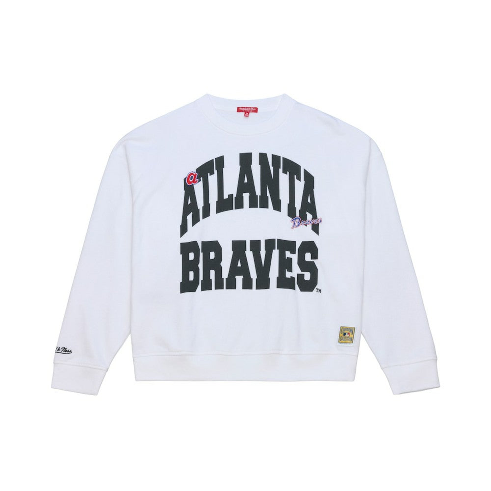 Atlanta Braves Mitchell & Ness Women's Oversized Cooperstown Sweatshirt - White Sweatshirts