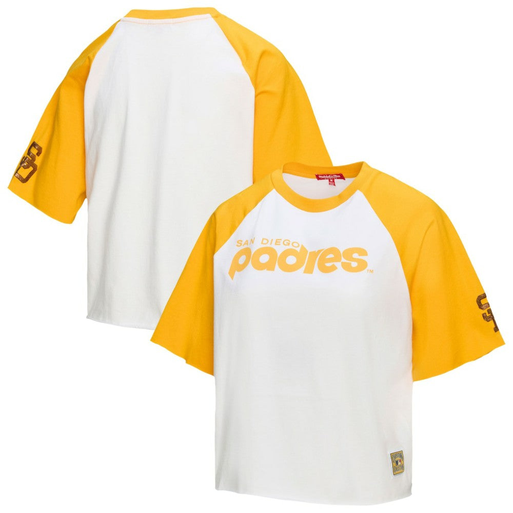 San Diego Padres Mitchell & Ness Women's Cropped Raglan Boxy T-Shirt - White T-shirts