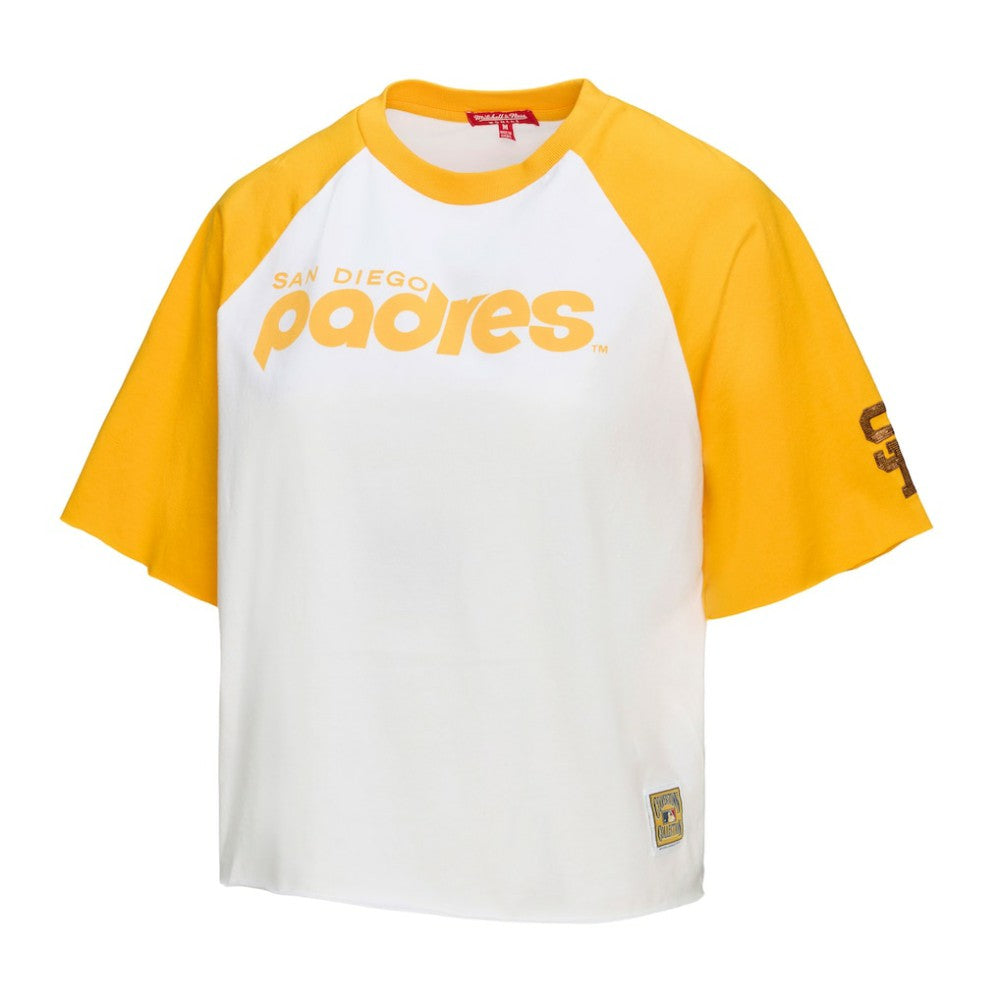 San Diego Padres Mitchell & Ness Women's Cropped Raglan Boxy T-Shirt - White T-shirts