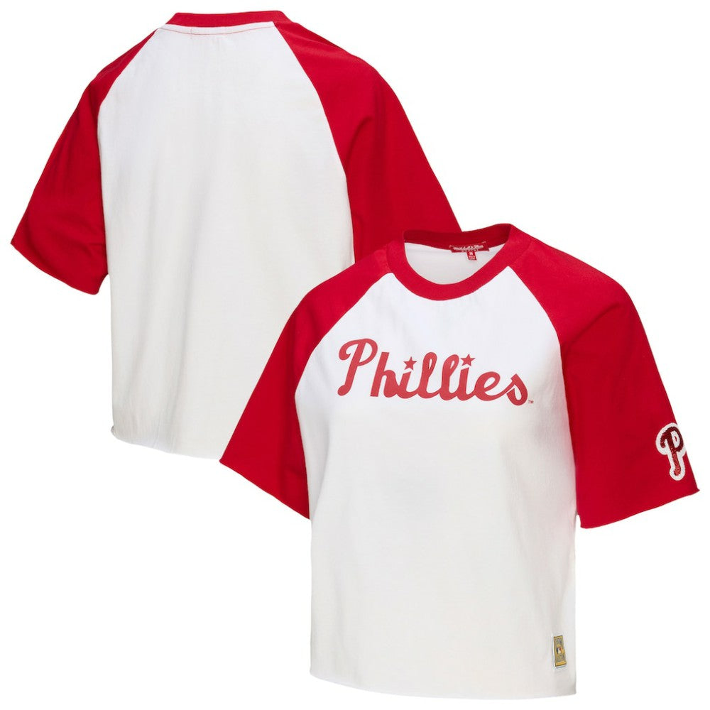 Philadelphia Phillies Mitchell & Ness Women's Cropped Raglan Boxy T-Shirt - White T-shirts