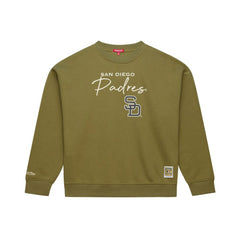 San Diego Padres Mitchell & Ness Women's Oversized Crewneck Sweatshirt - Olive Sweatshirts