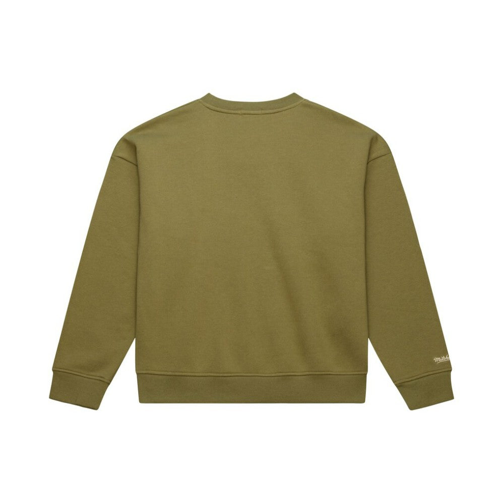 San Diego Padres Mitchell & Ness Women's Oversized Crewneck Sweatshirt - Olive Sweatshirts