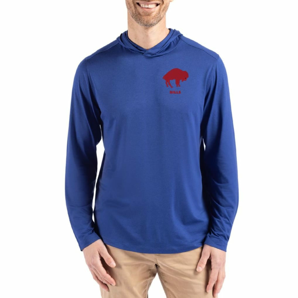 Buffalo Bills Cutter & Buck Coastline Epic Comfort Eco Recycled Long Sleeve Hoodie T-Shirt Blue