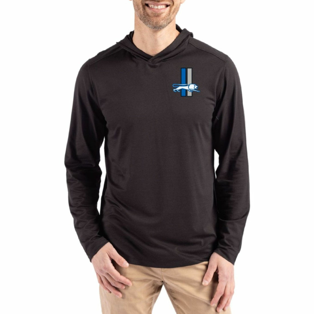 Detroit Lions Cutter & Buck Coastline Epic Comfort Eco Recycled Long Sleeve Hoodie T-Shirt Black