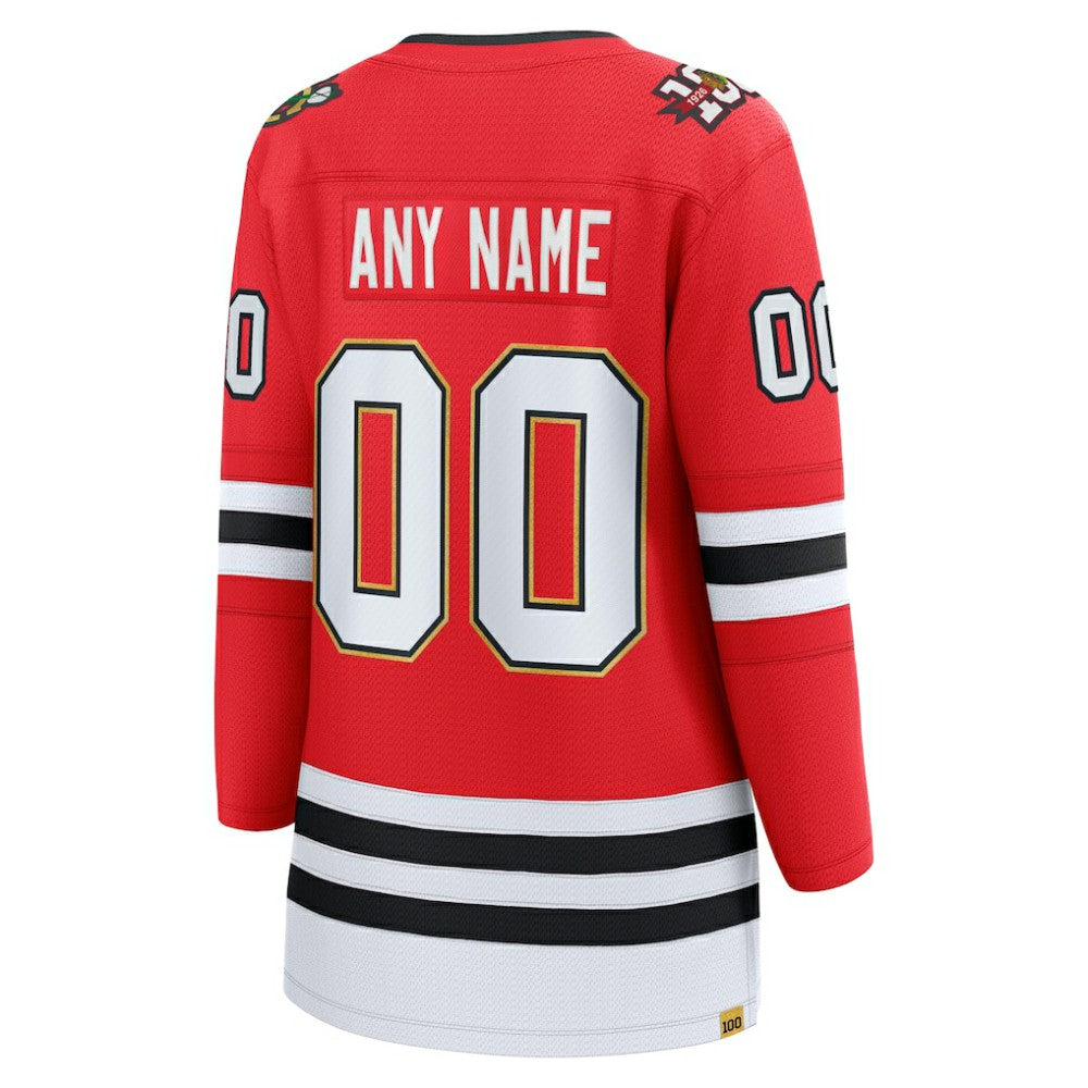 NHL,Custom Chicago Blackhawks Fanatics Women's Centennial Breakaway Custom Jersey - Red