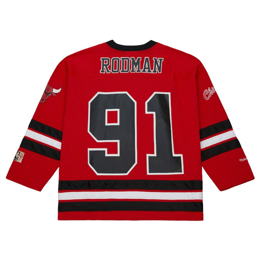 Dennis Rodman Chicago Bulls Unisex Maxxed Out Fashion Hockey Jersey Red