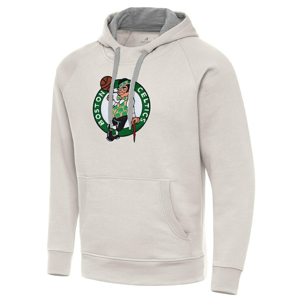 Boston Celtics Antigua Big Logo Victory Pullover Hoodie Cream