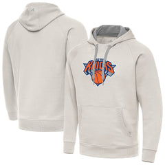 New York Knicks Antigua Big Logo Victory Pullover Hoodie Cream