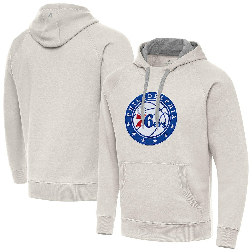Philadelphia 76ers Antigua Big Logo Victory Pullover Hoodie Cream