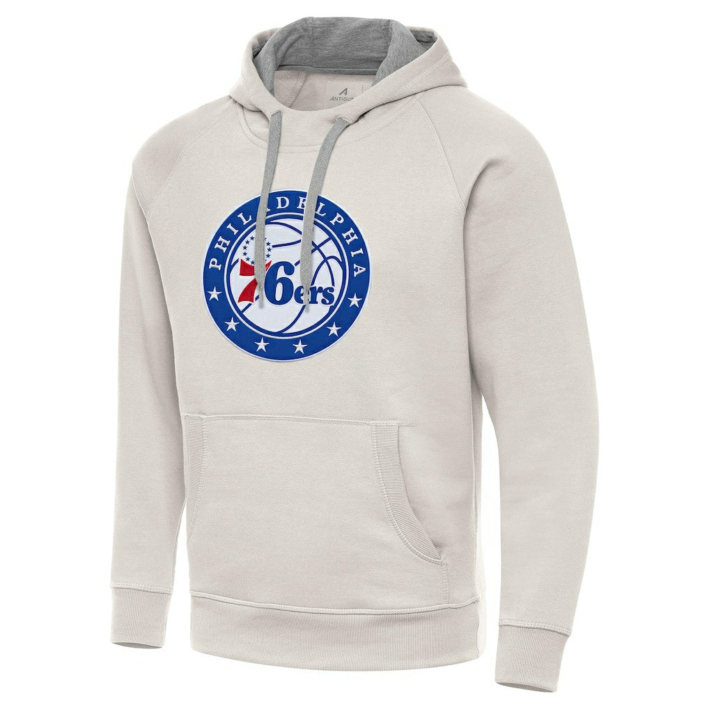 Philadelphia 76ers Antigua Big Logo Victory Pullover Hoodie Cream