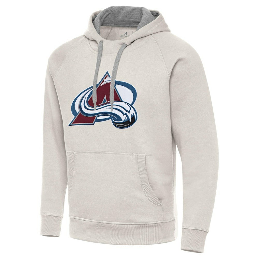 NHL Colorado Avalanche Antigua Big Logo Victory Pullover Hoodie - Cream
