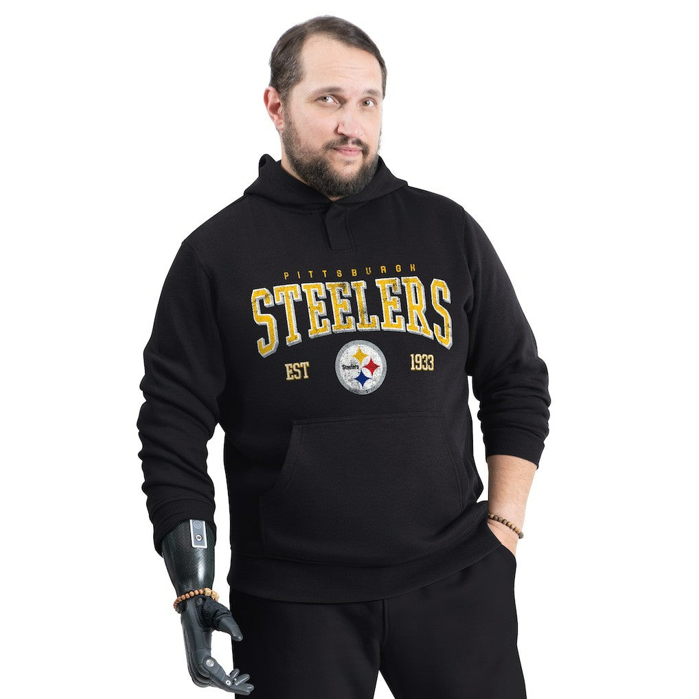 Pittsburgh Steelers G-III Sports by Carl Banks Adaptive Team Spirit Graphic Fleece Pullover Hoodie Black