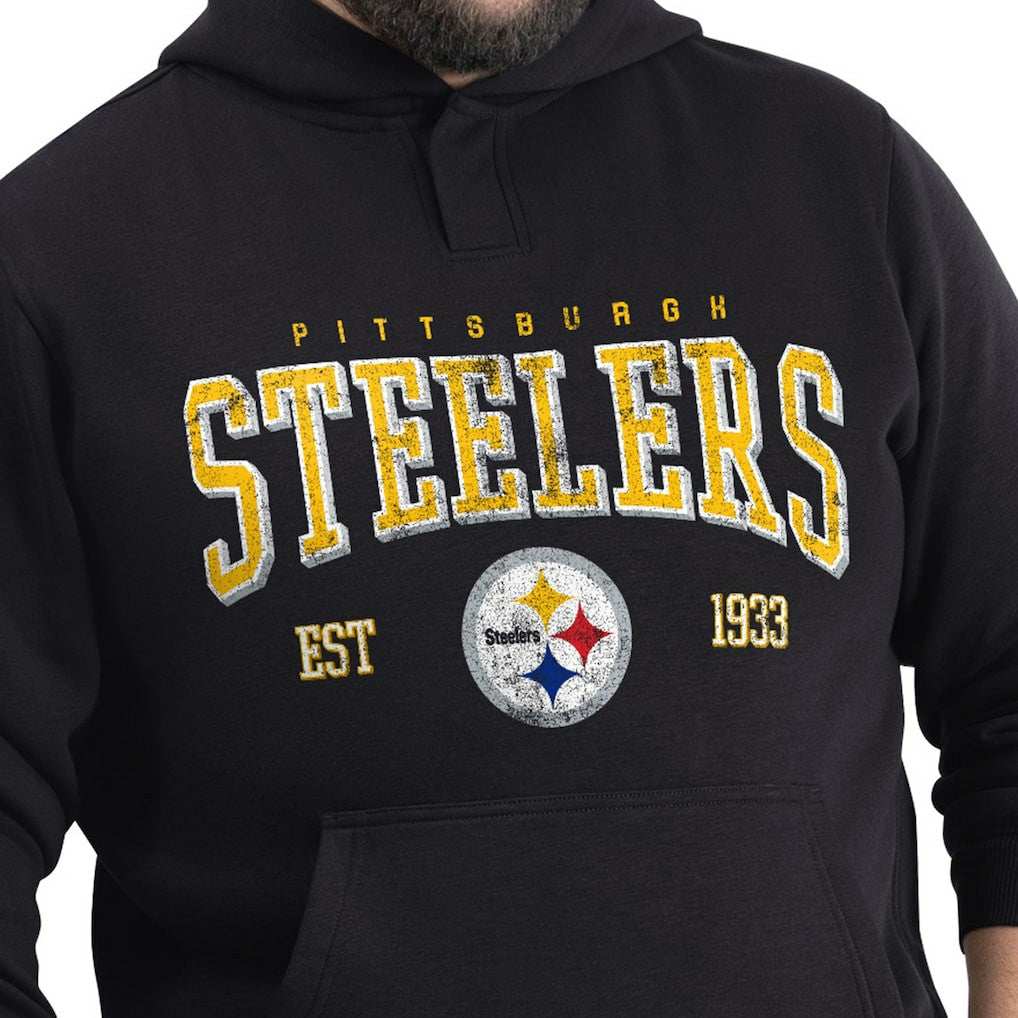 Pittsburgh Steelers G-III Sports by Carl Banks Adaptive Team Spirit Graphic Fleece Pullover Hoodie Black