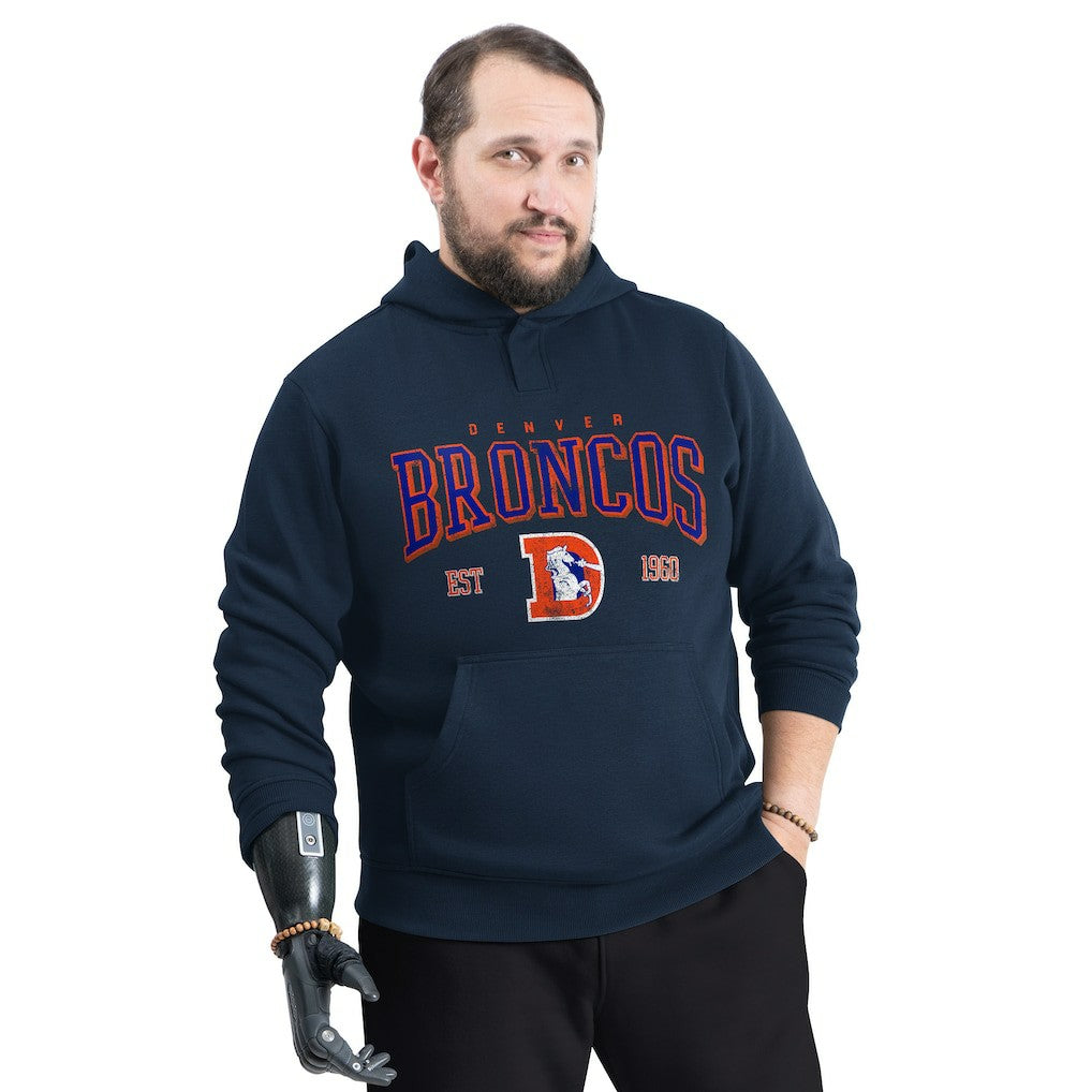 Denver Broncos G-III Sports by Carl Banks Adaptive Team Spirit Graphic Fleece Pullover Hoodie Navy