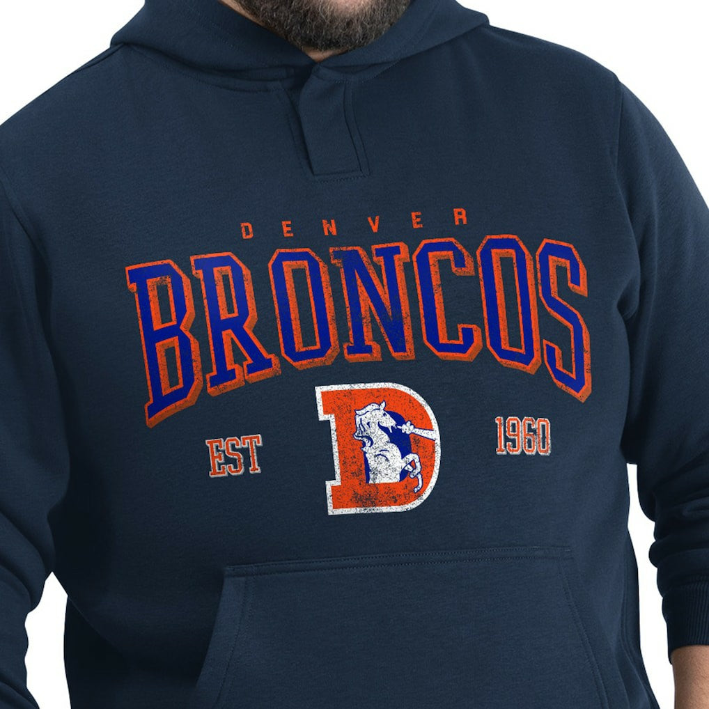 Denver Broncos G-III Sports by Carl Banks Adaptive Team Spirit Graphic Fleece Pullover Hoodie Navy