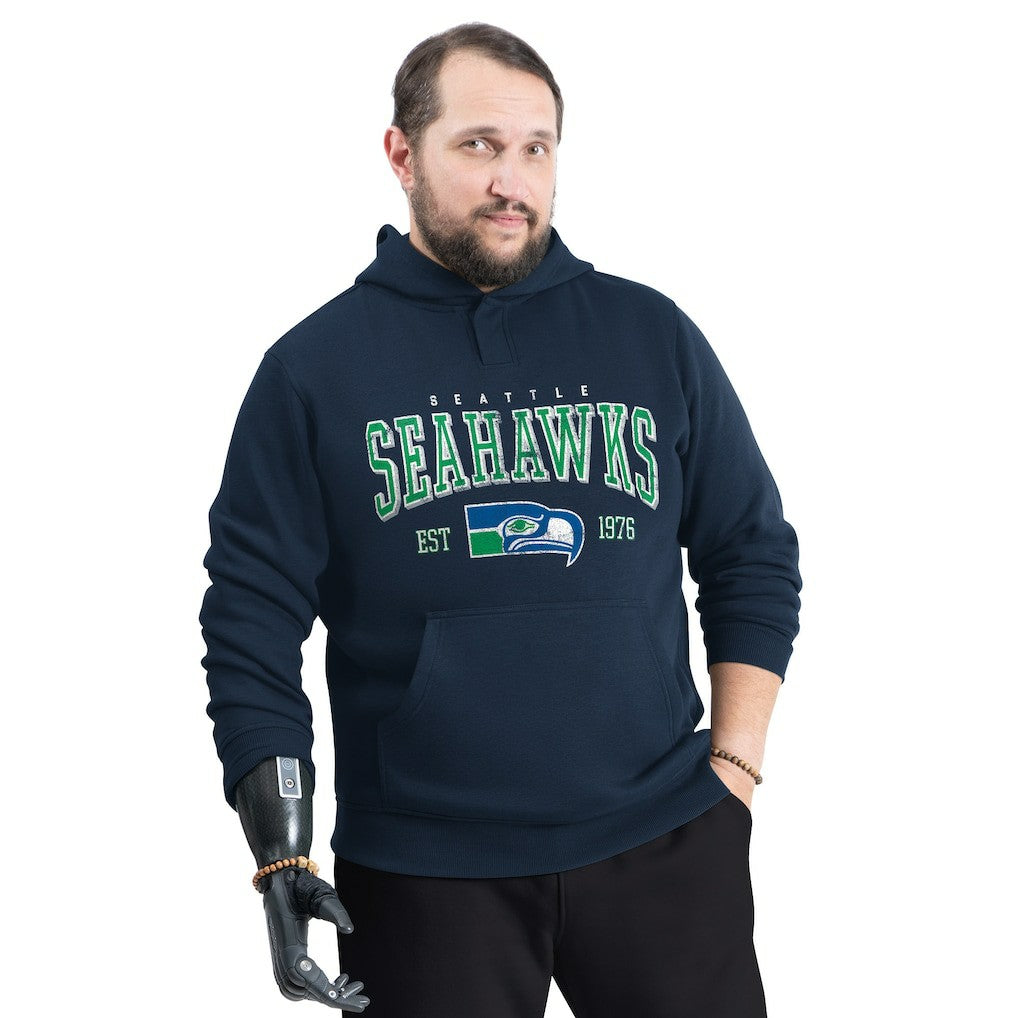 Seattle Seahawks G-III Sports by Carl Banks Adaptive Team Spirit Graphic Fleece Pullover Hoodie College Navy