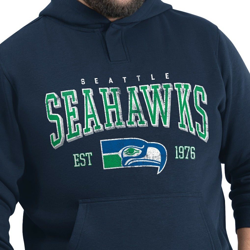 Seattle Seahawks G-III Sports by Carl Banks Adaptive Team Spirit Graphic Fleece Pullover Hoodie College Navy