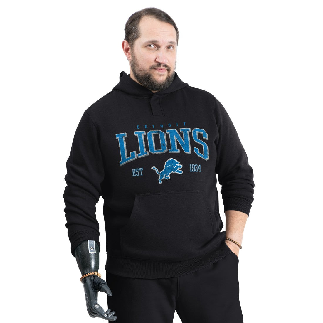Detroit Lions G-III Sports by Carl Banks Adaptive Team Spirit Graphic Fleece Pullover Hoodie Black