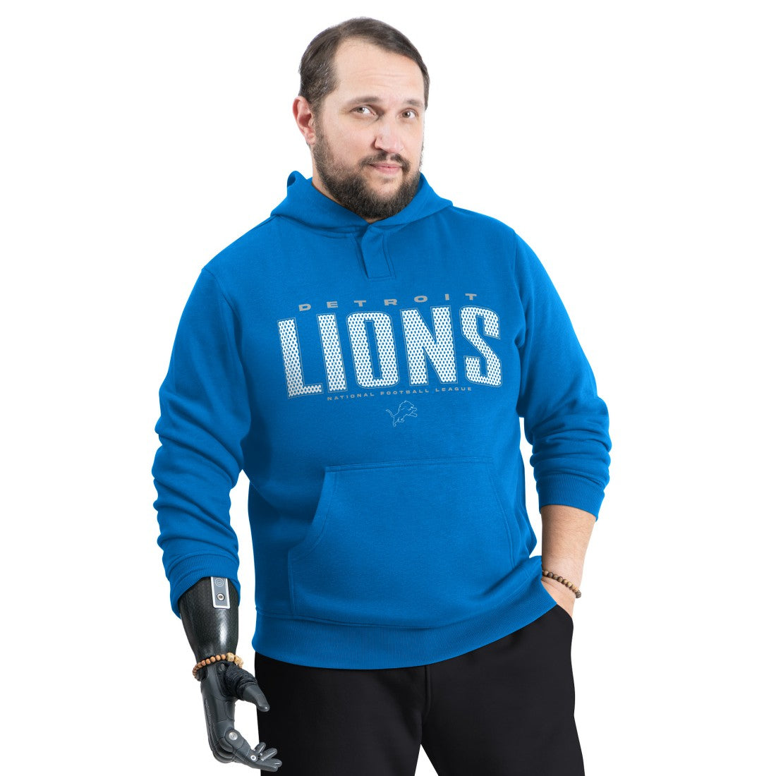 Detroit Lions G-III Sports by Carl Banks Adaptive Mesh Effect Team Graphic Fleece Pullover Hoodie Royal
