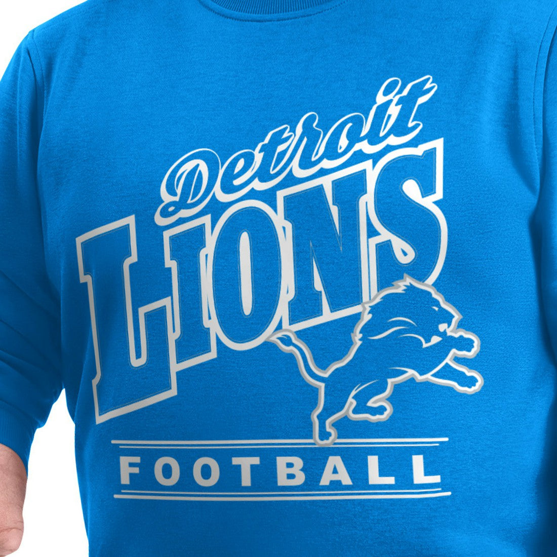 Detroit Lions G-III Sports by Carl Banks Adaptive Headliner Team Name Graphic Fleece Pullover Sweatshirt Blue