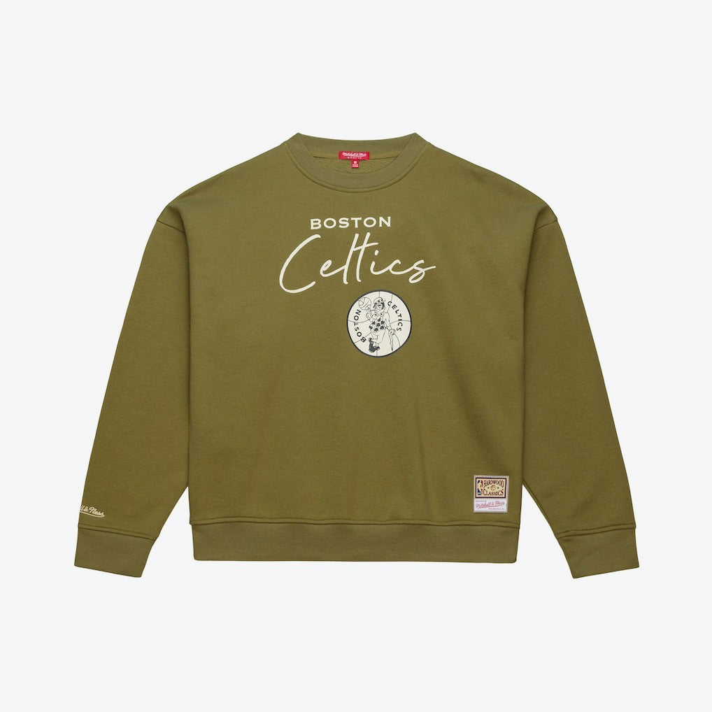 Boston Celtics Women's Lightweight Script Sweatshirt Olive