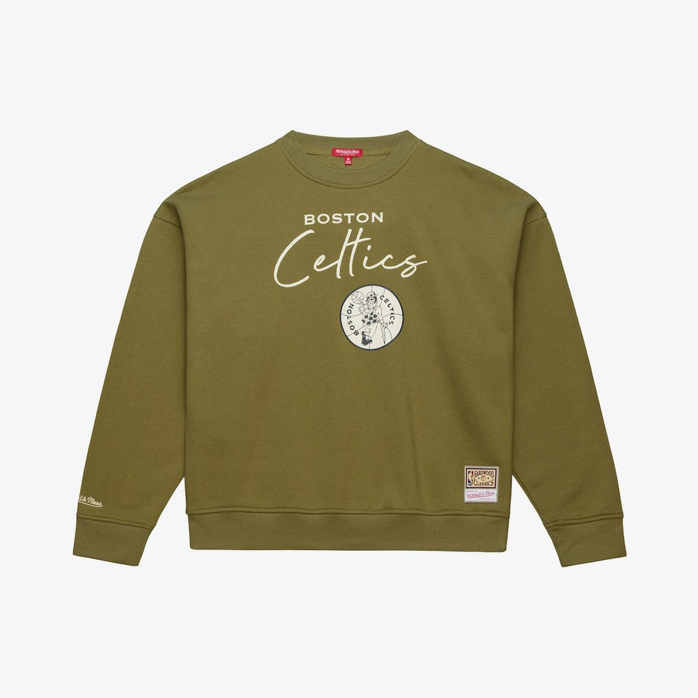 Boston Celtics Women's Lightweight Script Sweatshirt Olive