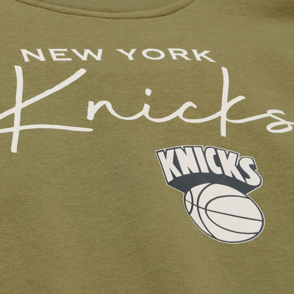 New York Knicks Women's Lightweight Script Sweatshirt Olive