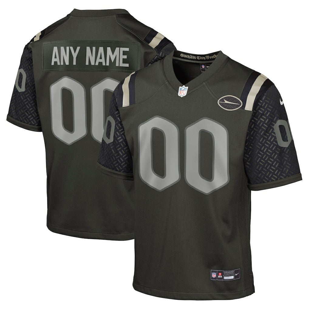 New York Jets Youth 2025 Rivalries Collection Custom Game Jersey Gotham Green