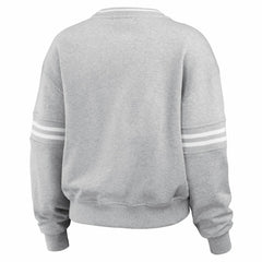 New York Mets WEAR by Erin Andrews Women's Sleeve Stripe Fleece Sweatshirt - Gray Sweatshirts