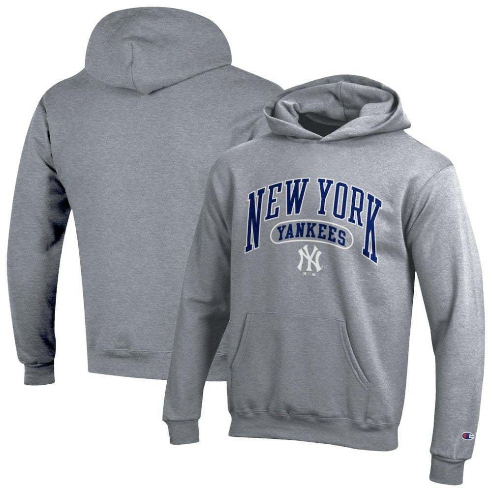 New York Yankees Champion Youth Powerblend Fleece Hoodie - Gray Hoodies